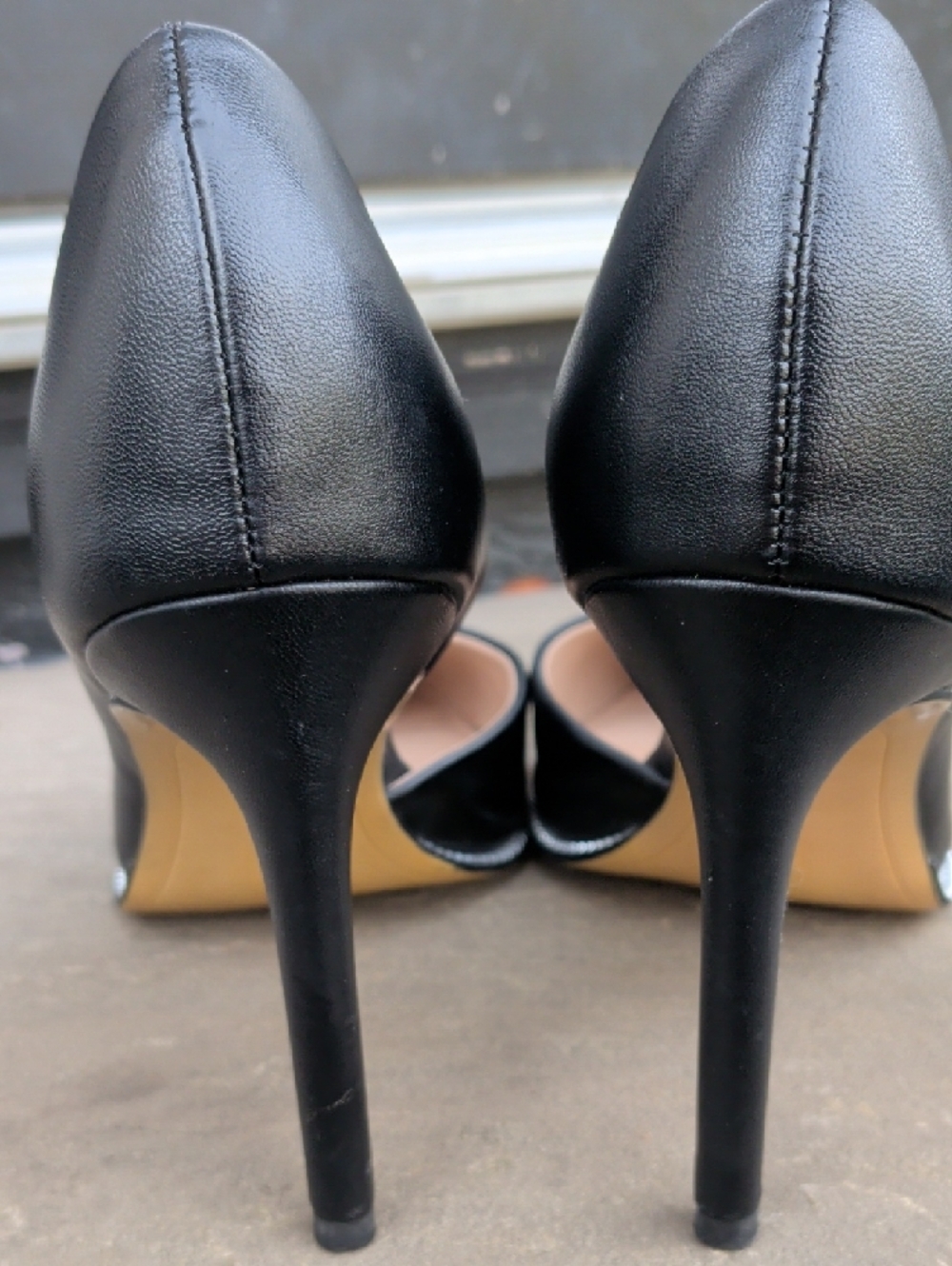 BCBGeneration Black D'Orsay Pointed Toe Pumps with Metallic Trim - Picture 5 of 15